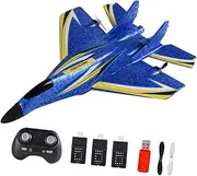 RC Airplane Remote Control Airplane with Gyro with Lightweight,Foam,Aircraft Toy for Beginner Boys Kids Adults Gift, Blue Three Battery
