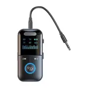 Bluetooth 5.4 Audio Transmitter Receiver, 4 in 1 Wireless Transmitter Adapter, Low Latency, HD Screen, TF Card Aux Adapter for Airplane, Car, Laptop, Radio