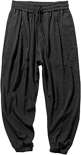 [Generic] Men's Joggers Harem Sweatpants Casual Elastic Waist Beach Pant Loose Fit Drop Crotch Drawstring Jogger Yoga Pants, Black, 4X-Large