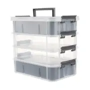 Grey&White Modern Plastic Storage Box - 4-Layer Durable Craft Storage Contain...