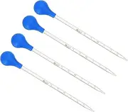 uxcell Graduated Dropper Pipettes Kit, 4pcs 3ml Borosilicate Glass Pipette with Rubber Cap for Transfer Liquid for Lab, Chemistry, Clear