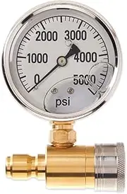 3/8in Pressure Gauge for Pressure Washer Quick Connect Shockproof Pressurization 5000PSI Pressure Gauge Piezometer