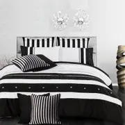 Luxton Rezzo Black White Striped Quilt Cover Set /optionals ( Queen / King / Super King / Double / Options)