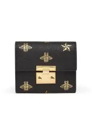 Gucci Padlock Medium Bees Wallet in Black