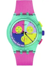Swatch Neon Flash Arrow Watch in Pink