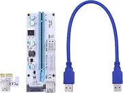KAVJU 100PCS LED VER008S PCI-E Riser Card PCIE 1X to 16X Extender 60CM 100CM USB 3.0 Cable 4Pin 6Pin SATA Power for GPU Miner(0.3M)