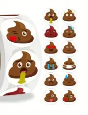 50 x Poo Emoji Face Stickers Great For Toilet Training Reward Stickers~25mm