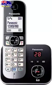 DECT Cordless Phone w/ Answering Machine 1 Handset Black Silver KX-TG6821ALB
