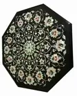 18" Black Marble Side Table Octagon Precious Outdoor Garden Decor Furniture