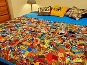 Handmade African Patchwork Crazy Quilt 84" x 84" Extra Large King Size, CHARITY!