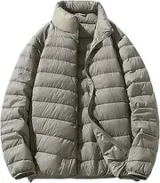[DGHM-JLMY] Men's Packable Lightweight Quilted Coat Puffy Hooded Stand Collar Winter Coats Light Thin Down Jacket
