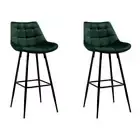 Set Of 2 Green Velvet Bar Stools