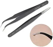 COMIART 2pcs / Set Muti-funtion Anti-Static Elbow and Straight Stainless Steel Tweezer Cake Plier Sugarcraft Tool for Kicthen Bakeware Decoration