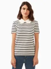 poplin collar striped tee