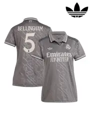 adidas Grey Womens Real Madrid Third Shirt 2024-25 Bellingham 5 (AN4219) | $153