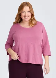 [Taking Shape] Taking Shape Floral Textured Knit Top Size 16 in Deep Rose, Viscose - Plus Size Women's Clothing Deep Rose