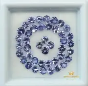 2.4 - 2.6 MM 50 Pcs Natural Tanzanite Round Cut Loose Gemstone Lot 3.22 Ct
