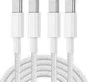 [Eainco] 2Pack 2M USB-C to USB-C Cable 3A 60W Nylon Braided PD Charger Cable Fast Charging Cable White for MacBook,iPad, iPhone 15, iPhone16, Samsung Galaxy, Google Pixel,Xiaomi