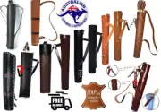 Traditional Archery Arrow Back Quiver Genuine Cow Leather Adjustable Strap Bag A