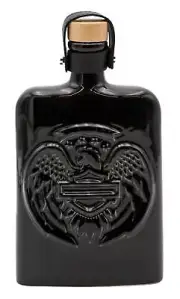Harley-Davidson Open Bar & Shield Eagle Ceramic Flask, Gloss Black – 14 oz.