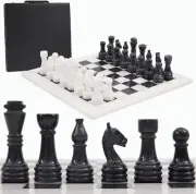 15” White and Black Marble Chess Set w/ Storage Box – Board Game Gift for Adults