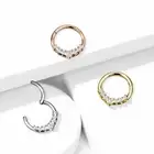 All Surgical Steel Precision Hinged Nose Septum Hoop Rings With Lined CZ Fan