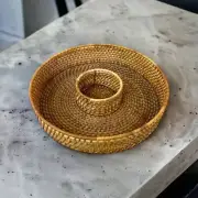 Merida Rattan Chip & Dip Platter woven mcm Japandi Scandi