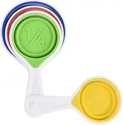 Cook Easy Collapsible Silicone Measuring Cups Set, 4PCS Portable Silicone Measurement Cups Spoons for Liquid & Dry Food, Adjustable Measuring Cup Camper Travel Kitchen Utensils