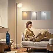 Flower Floor Lamp for Living Room Vintage Floor Lamp with 3 Color Modes,Modern Corner Standing Lamp with Acrylic Shade Dimmable Floral Tall Lamp for Bedroom Office Home Reading