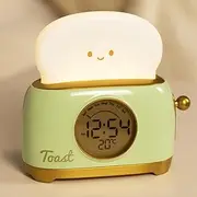 Aokpsrt Alarm Clock for Kids, Cute Toast Night Light Alarm Clocks for Bedrooms, Dimming Rechargeable Small Led Desk Clock with Snooze & Countdown for Room Decor, Bedside Clock for Teen Girls Boys