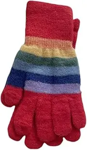 [JINZIJINYU] Winter Knitted Touchscreen Gloves Rainbow Stripe Touch Screen Gloves Winter Colored Two Finger Couple Cycling Gloves