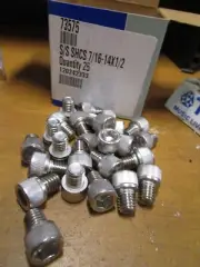 7/16"-14 x 1/2" L 3/8" Hex 18-8 Stainless Steel Socket Head Cap Screw QTY 25