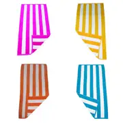 4 x Havana Striped Beach & Pool Towel - Pink, Aqua, Orange & Yellow -Bnb Supplies