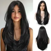 Black Wigs for Women Long Wig with Bangs Natural Straight Wigs Synthetic Hair...