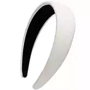 1.7 Inch Leather Hard Headband Wide Headband Padded Headband Hairband White