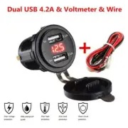 Waterproof 4.2A Dual USB Charger Socket & Red Voltmeter for 12-24V Car SUV Truck (for: Daihatsu)