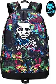 Basketball Player Star James Luminous Ball Storage Backpack Sports Equipment Depositary Multifunctional Student Bookbag for Men Women (Red Pattern 2)