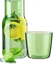 Vintage Bedside Water Carafe and Glass Set for Nightstand, Thickened Mouthwash Decanter With Cup for Bedroom, Bathroom Night Water Pitcher Set