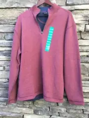 Age of Wisdom Size XL ¼ Zip Reversible Burgundy/Blue Cotton Sweatshirt NWT