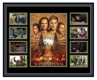 SUPERNATURAL FINAL SEASON JENSEN ACKLES PADALECKI SIGNED FRAMED MEMORABILIA