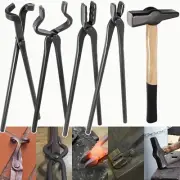 Knife Making Tongs Set & Blacksmiths’ Hammer Assembled Blacksmith Forge Vise