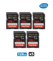 128GB Sandisk Extreme Pro SD Card for Camera / Trail Camera / Computers (5 Pack)