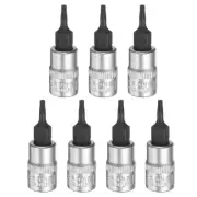 7pcs T8 Torx Bit Socket 1/4" Square Drive Extension Impact Bit, Black