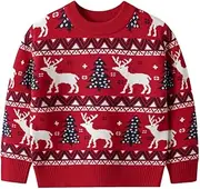 [ILAVSUN] Ugly Christmas Sweater Kids Girls Boys Funny Reindeer Snowflake Knitted Xmas Pullover Sweater 2-9 Years Old