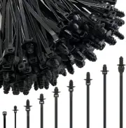 260Pcs Push Mount Cable Zip Tie,Nylon Self Locking 260pcs, Black