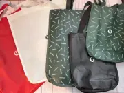 Lot of 5 Lululemon Shopping Bags 3 Large 2 Small Red White Green Black FREE SHIP