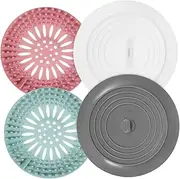 Silicone Sink Plugs Set Pcs Bath Tub Stoppers Hair Catchers Flat Drain Plugs Easy Install for Kitchen Bathroom