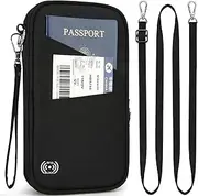 [H HOME-MART] RFID Travel Passport Wallet and Passport Holder with Crossbody Strap,Family Passport Holders-Travel Accessories H Document Airplane Holiday Unisex Passport Wallets Cover Case