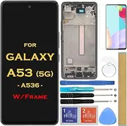HLTECH Screen Replacement LCD Display Touch Digitizer Assembly with Frame for Samsung Galaxy A53 5G A536 SM-A536B SM-A536U A536U1 6.5" (No Fingerprint)