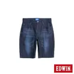 【EDWIN】男裝 加大碼 EDGE JERSEYS 迦績合身牛仔短褲(原藍磨)